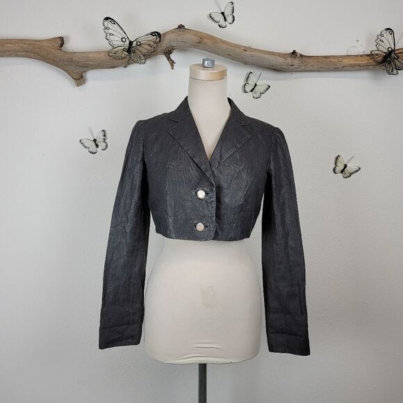 Robert Rodriguez cropped wax coated linen jacket - Picture 1 of 8